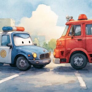Histórias para crianças - O carro de polícia e o caminhão de bombeiros
